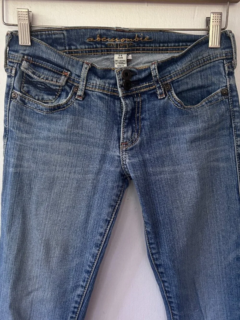 Abercrombie 90s Flare Jeans Girls 14 Slim Low Rise Pockets 00 Y2K